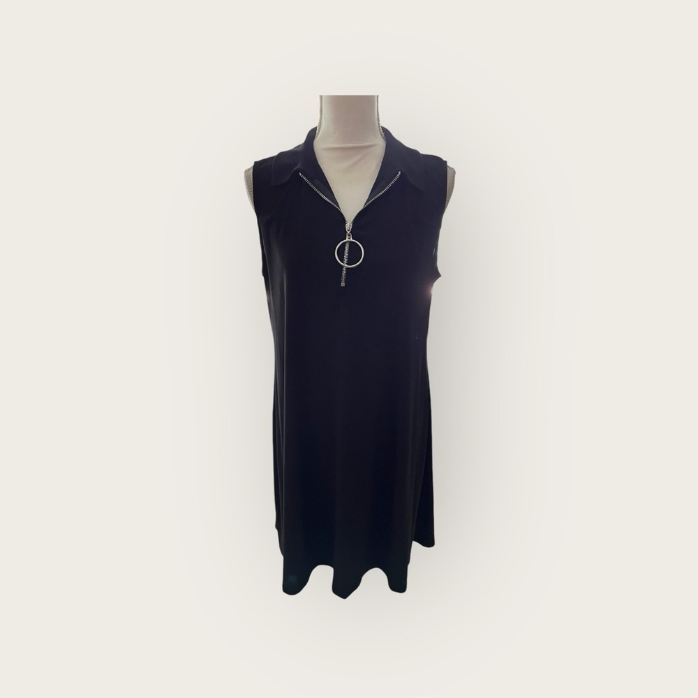 Black Quarter Zip Swing Dress